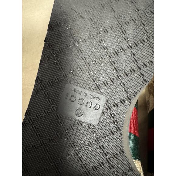 Gucci Shoes Mens Size 8.5 Brown GG Canvas Suede Web Stripe Made in Italy 117711 - Picture 9 of 10